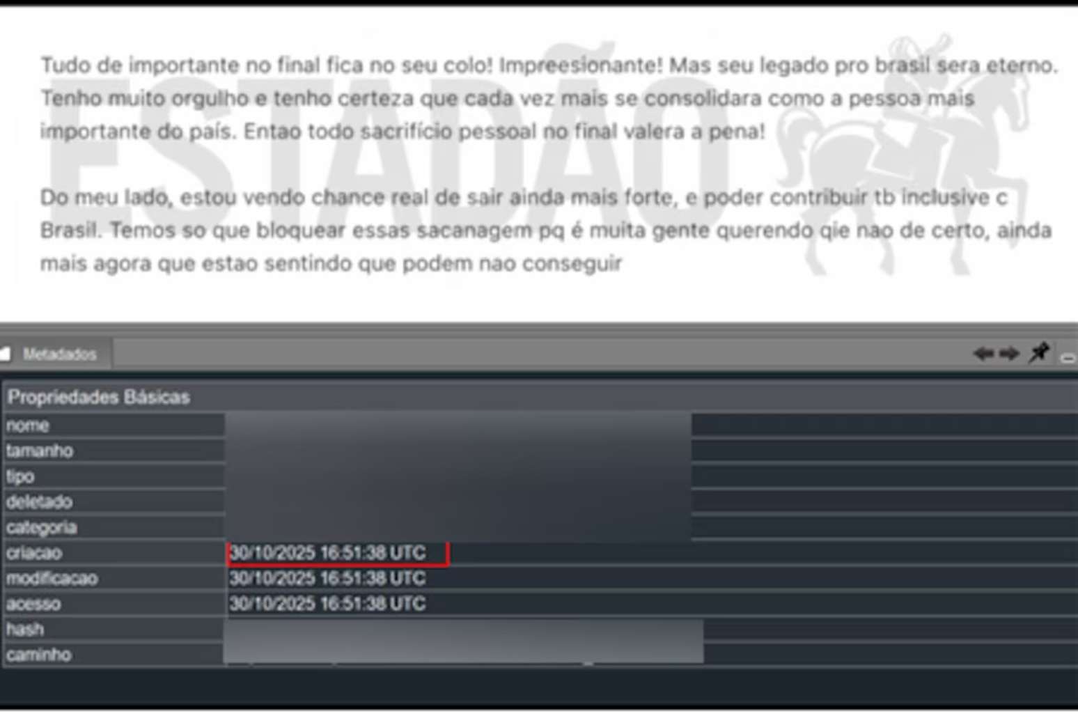 Mensagem de Vorcaro a Moraes