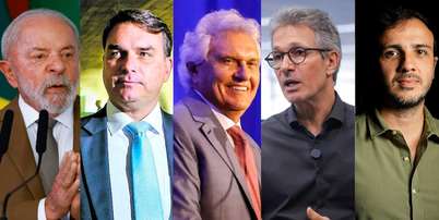 Lula (PT), Fl&aacute;vio Bolsonaro (PL), Ronaldo Caiado (PSD), Romeu Zema (Novo) e Renan Santos (Miss&atilde;o), pr&eacute;-candidatos &agrave; Presid&ecirc;ncia da Rep&uacute;blica Foto: Wilton Junior/Tiago Queiroz/Cau&ecirc; Del Valle/Divulga&ccedil;&atilde;o MBL/Taba Benedicto Foto: Wilton Junior/Tiago Queiroz/Cau&ecirc; Del Valle/Divulga&ccedil;&atilde;o MBL/Taba Benedicto / Estad&atilde;o