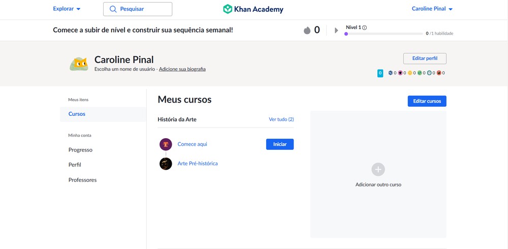Khan Academy oferece cursos gratuitos em diversas áreas — Foto: Reprodução/Caroline Silvestre