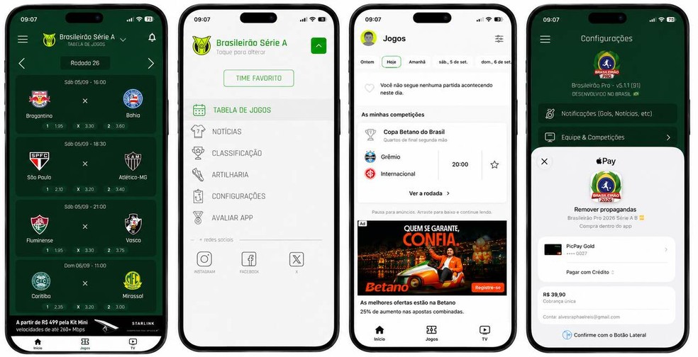 Brasileirão 2026: 8 apps para acompanhar tabela, jogos e seu time