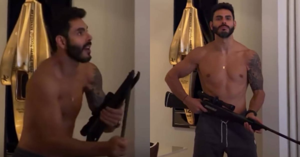 Rodolffo, da dupla com Israel, mata barata com tiro de espingarda dentro de casa; vídeo