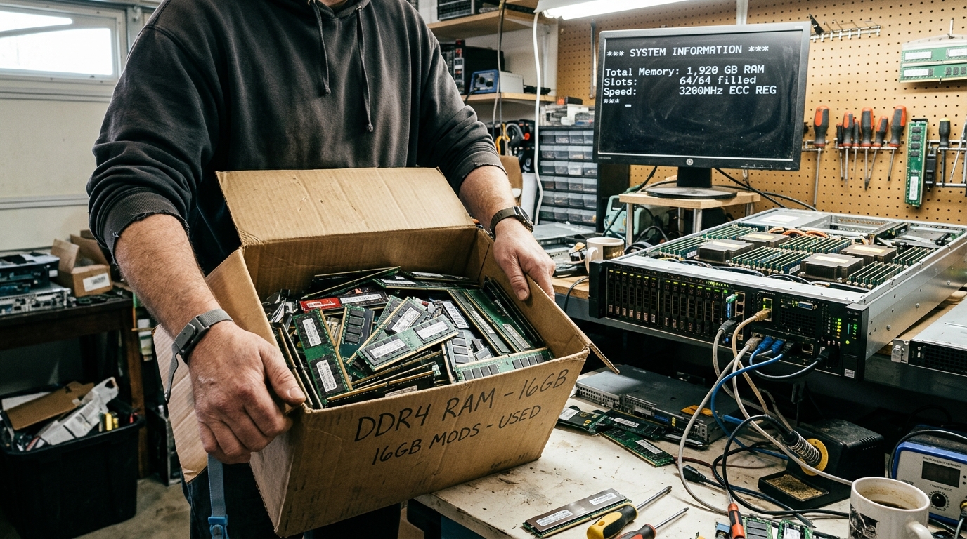 Entusiasta encontra na garagem um lote de memória RAM avaliado em US$ 12 mil e mantém antigo servidor com impressionantes 1.920 GB de DDR4 funcionando