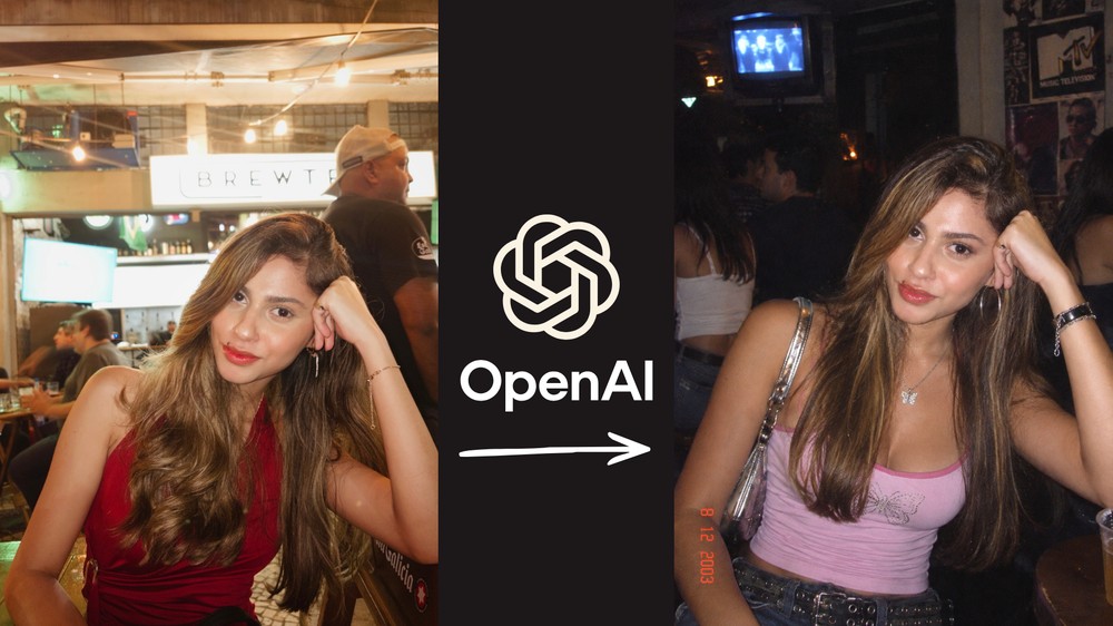Trend usa IA para imaginar como seria uma foto tirada nos anos 2000 — Foto: TechTudo/Késya Holanda
