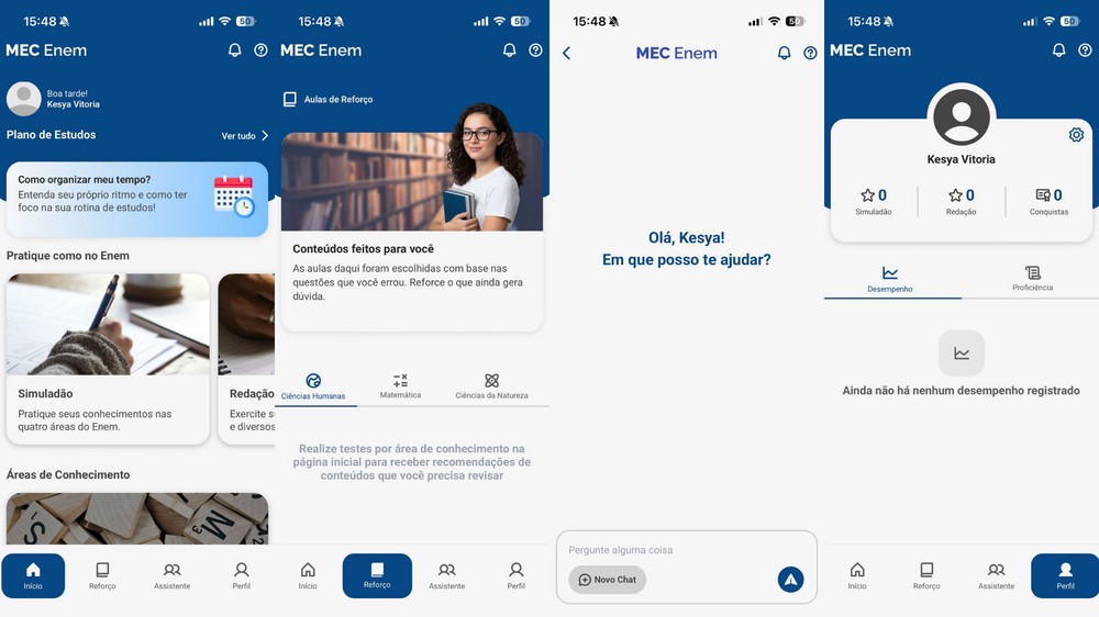 Painel do app reúne pontuações e conquistas do estudante ao longo dos estudos — Foto: TechTudo/Késya Holanda