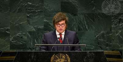 Javier Milei, presidente da Argentina discursa na 81&ordf; sess&atilde;o da Assembleia Geral Foto: UN Photo/Loey Felipe