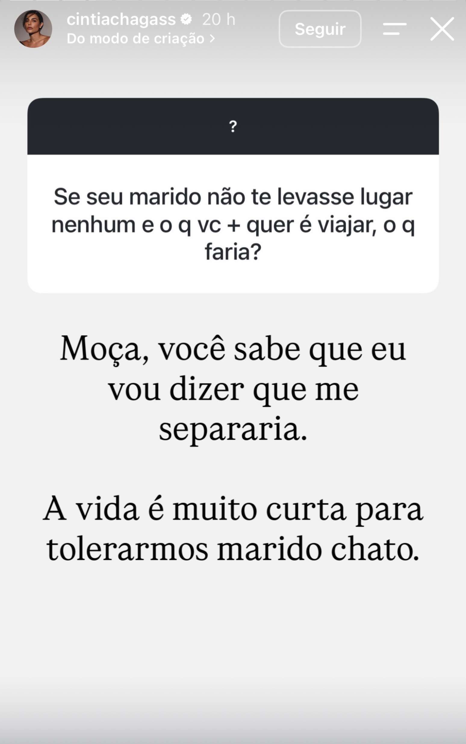 C&iacute;ntia respondeu pergunta de uma internauta