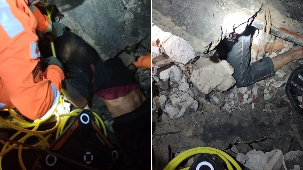 Laje de galpão desaba e deixa homem preso sob escombros em MG
