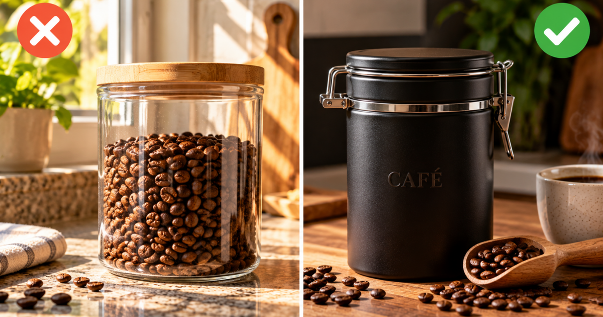 Por que o café perde aroma mais rapidamente quando é guardado em potes transparentes?