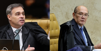 Os ministros André Mendonça e Gilmar Mendes Foto: Montagem: Alejandro Zambrana e Rosinei Coutinho/STF