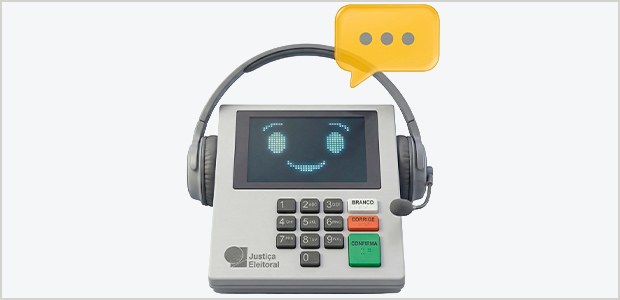 Urna eletrônica com um headset no entorno