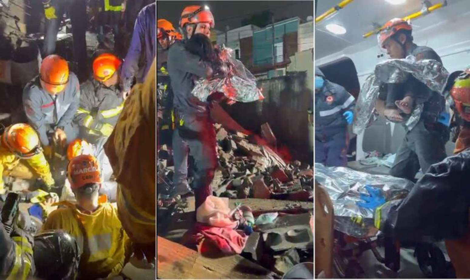 Menina &eacute; resgatada com vida ap&oacute;s desmoronamento de pr&eacute;dio em constru&ccedil;&atilde;o em SP.