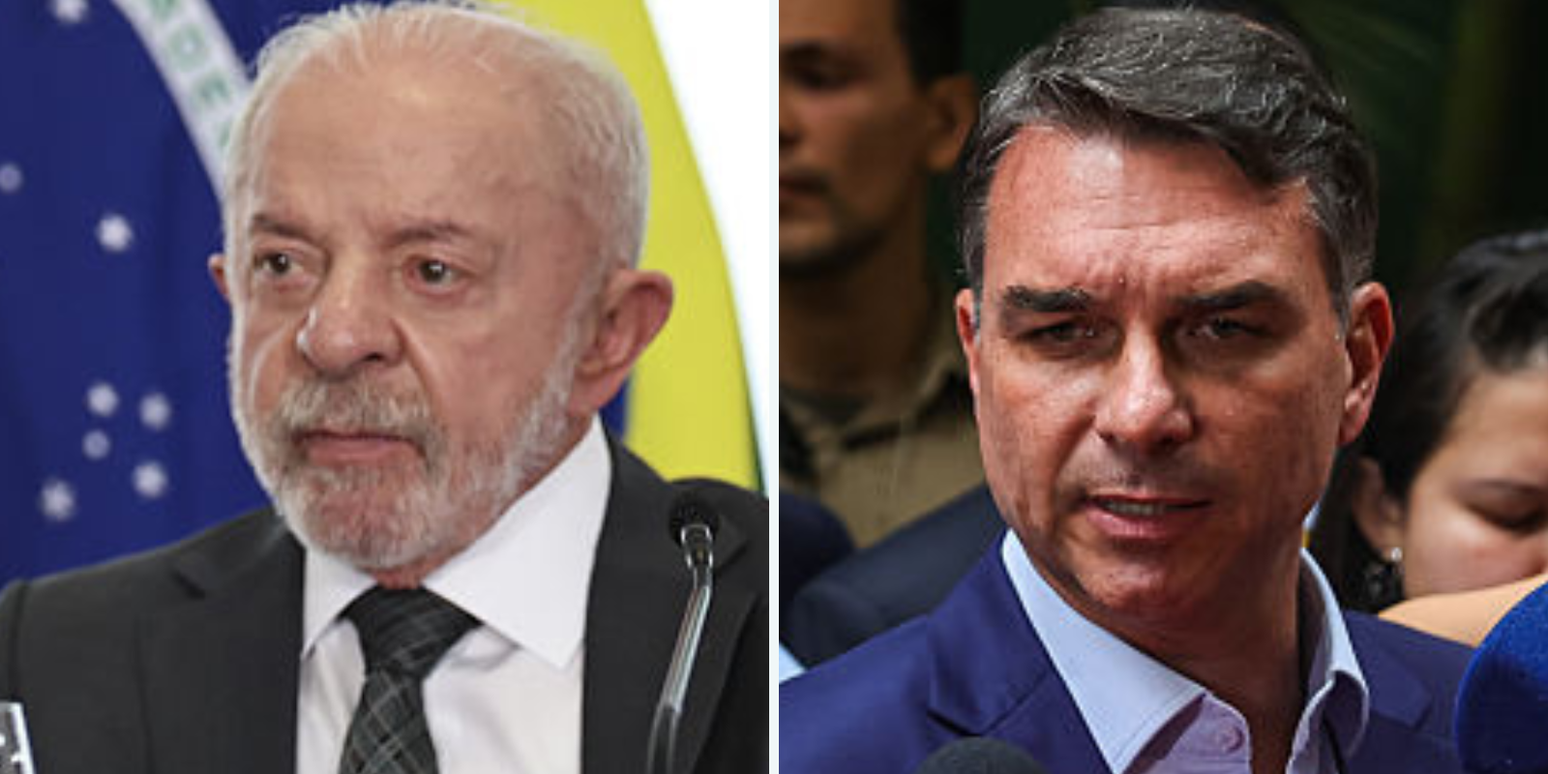 Os candidatos Luiz Inácio Lula da Silva (PT) e Flávio Bolsonaro (PL)