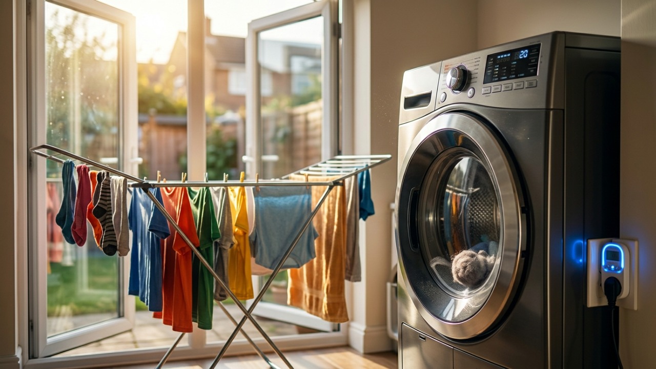 A secadora de roupas usada 3 vezes por semana gasta o equivalente a manter 200 lâmpadas LED acesas por 1 hora e usar o varal no fim de semana economiza o suficiente para pagar a internet do mês