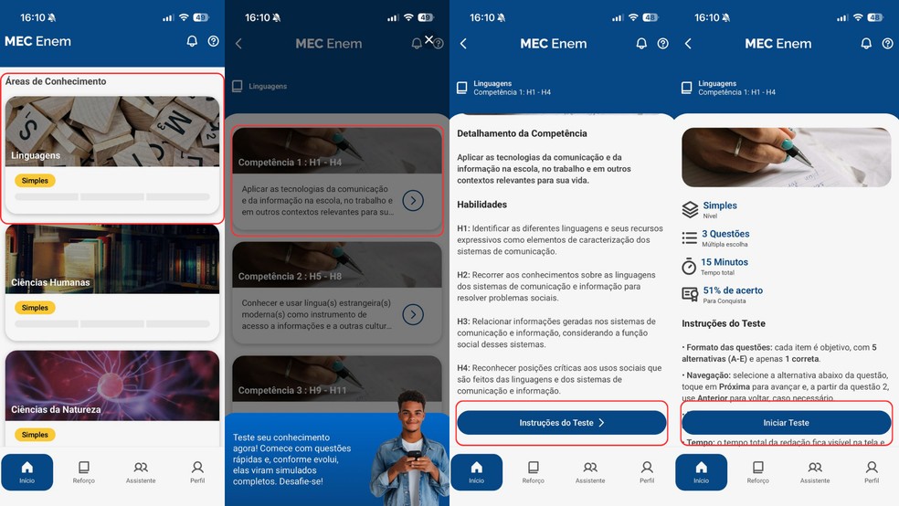 MEC Enem: veja como funciona o app, seus simulados e redações para a prova