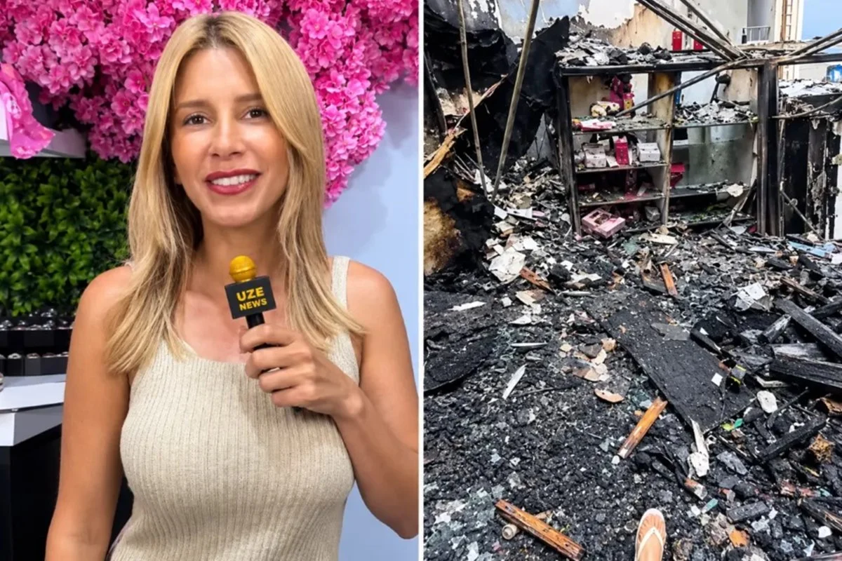 imagem colorida empresaria carro e casa incendiados goias