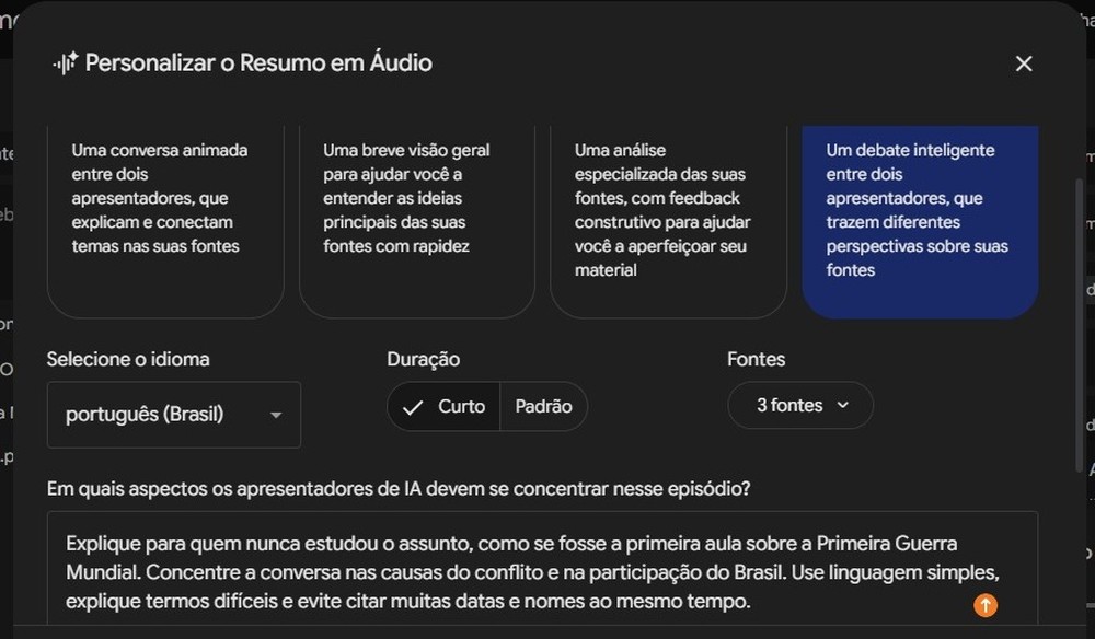 Resumo em áudio personalizado — Foto: Diedrich Bader/TechTudo