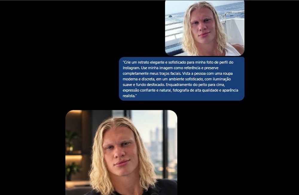 Foto elegante/sofisticada gerada pelo ChatGPT para perfil no Instagram — Foto: Diedrich Bader/TechTudo