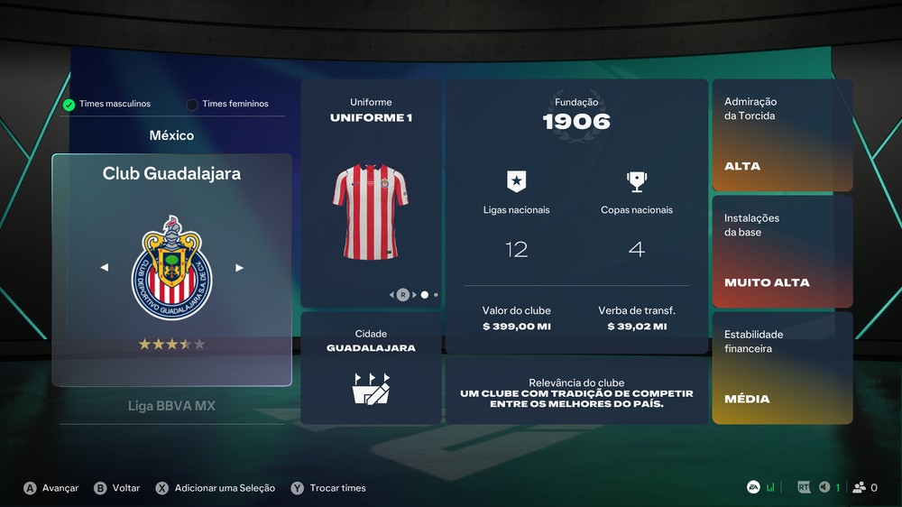 Chivas Guadalajara no EA FC 27 — Foto: Luccas Melo/TechTudo
