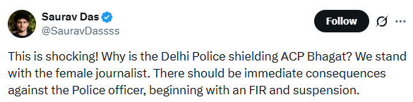 Rahul Gandhi e o CJP afirmam que policiais tocarem em mulheres jornalistas durante a manifestação em Jantar Mantar