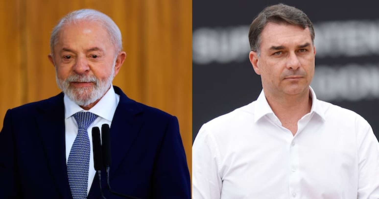 O presidente Lula (PT) e o senador Flávio Bolsonaro (PL-RJ)