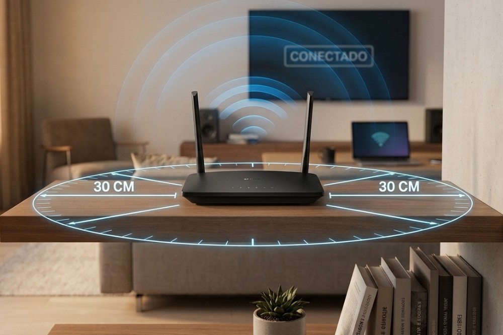 TechTudo explica como funciona a regra dos 30 cm do roteador e por que essa distância pode melhorar seu Wi-Fi — Foto: Imagem gerada pelo Gemini