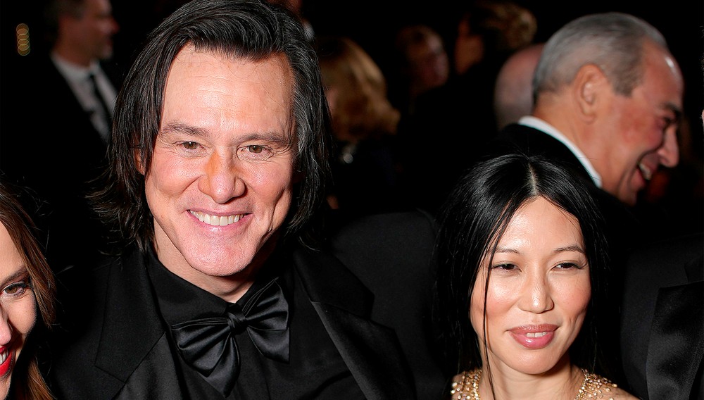 O ator Jim Carrey com a esposa Min Ah — Foto: Getty